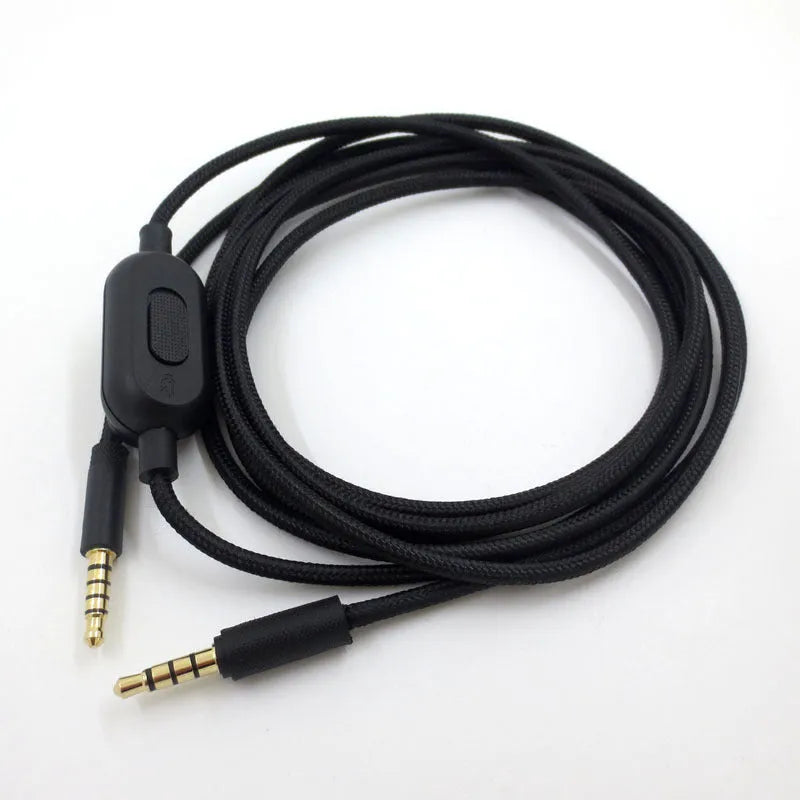 Black universal audio cable with 3.5mm connector for gaming headsets and digital devices
