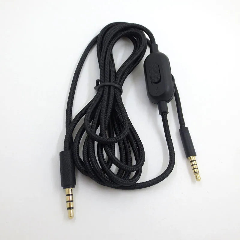 Black universal audio cable with 3.5mm connector for gaming headsets and digital devices