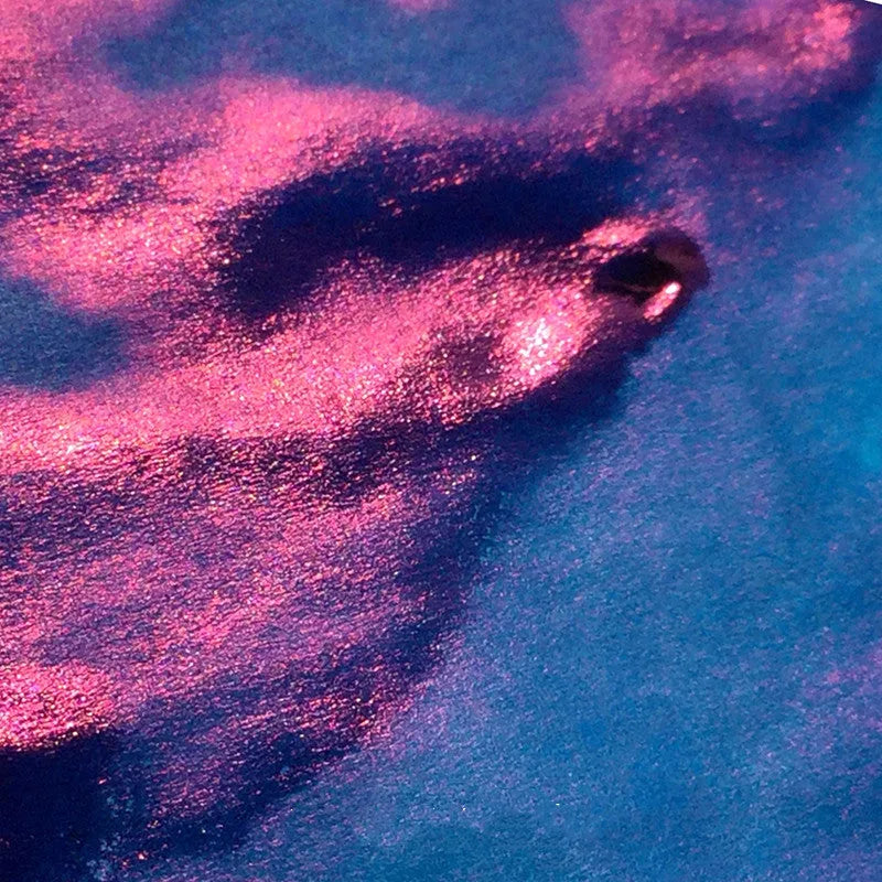 Bottle of sheen gradient fountain pen ink with gold powder particles in Red Tide or Truffle colour.