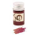 Set of six small high white glass bottles of gold powder antiquing ink for calligraphy in assorted colours