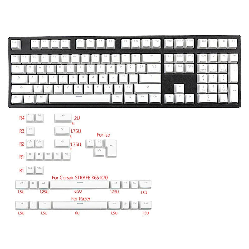 White pudding keycap 141-key full set with Japanese sublimation printing on PBT material