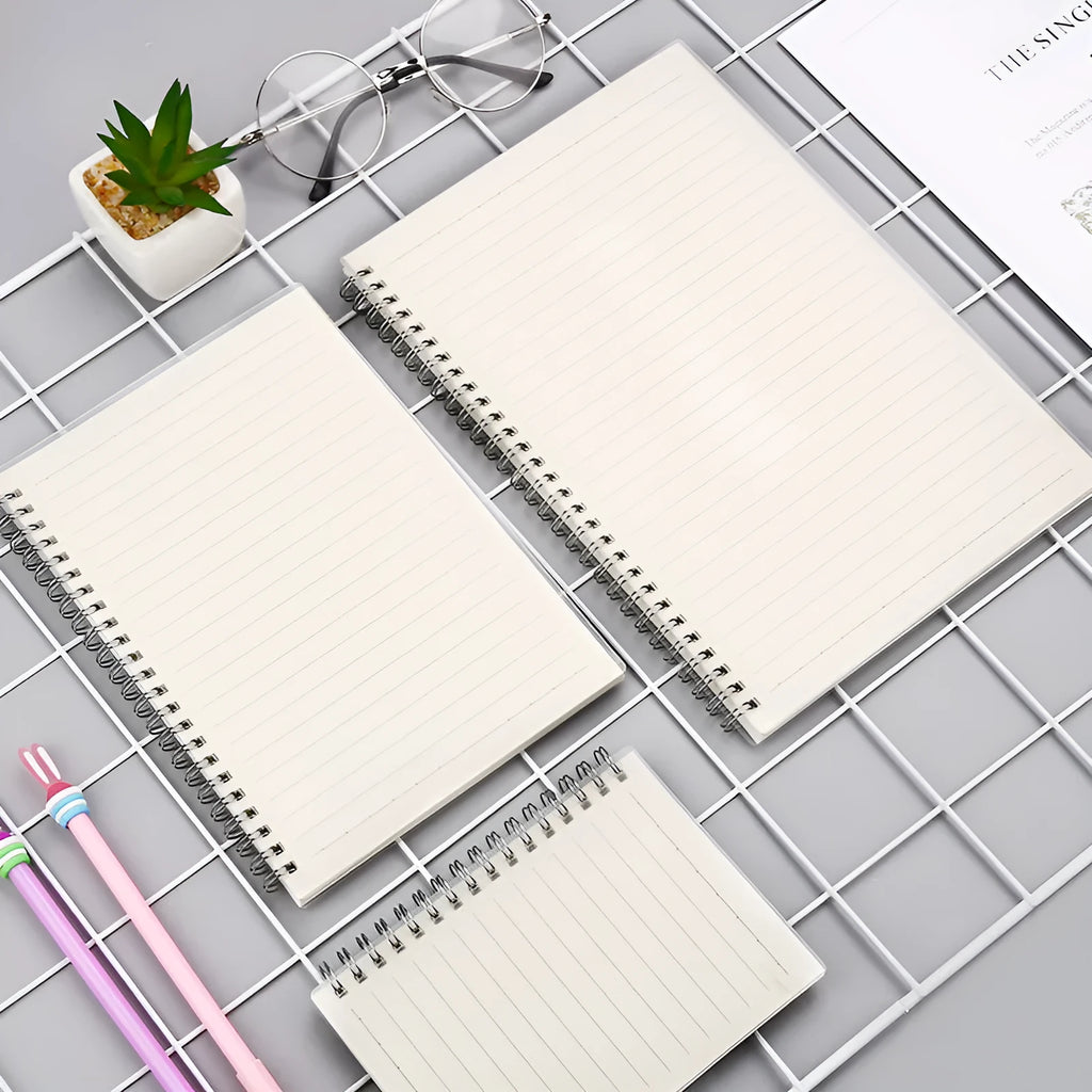 Creative Coil notebook with horizontal line and dot grid layout in A6, A5, and B5 sizes