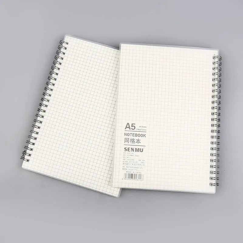 Creative Coil notebook with horizontal line and dot grid layout in A6, A5, and B5 sizes