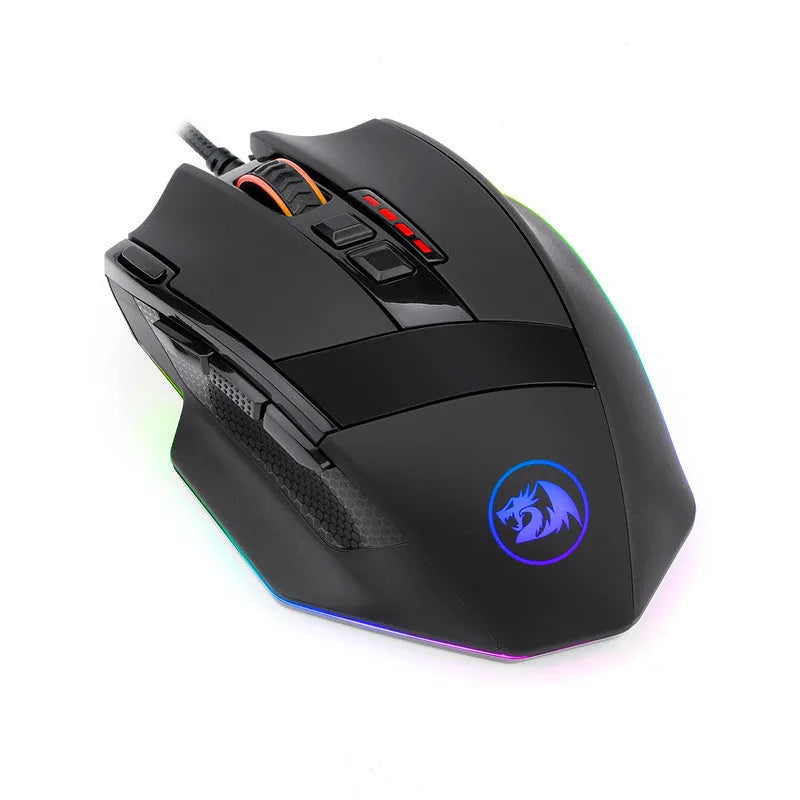 LOLCF black wired optical gaming mouse with 12000 dpi sensor, eight keys, and 1.8 metre USB cable.
