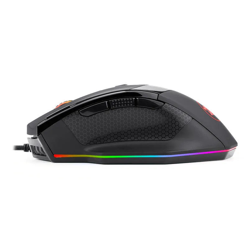 LOLCF black wired optical gaming mouse with 12000 dpi sensor, eight keys, and 1.8 metre USB cable.