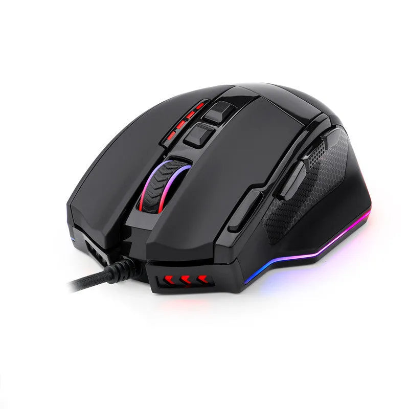 LOLCF black wired optical gaming mouse with 12000 dpi sensor, eight keys, and 1.8 metre USB cable.