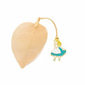 Alice in Wonderland themed metal bookmark with leaf shape and character charm options