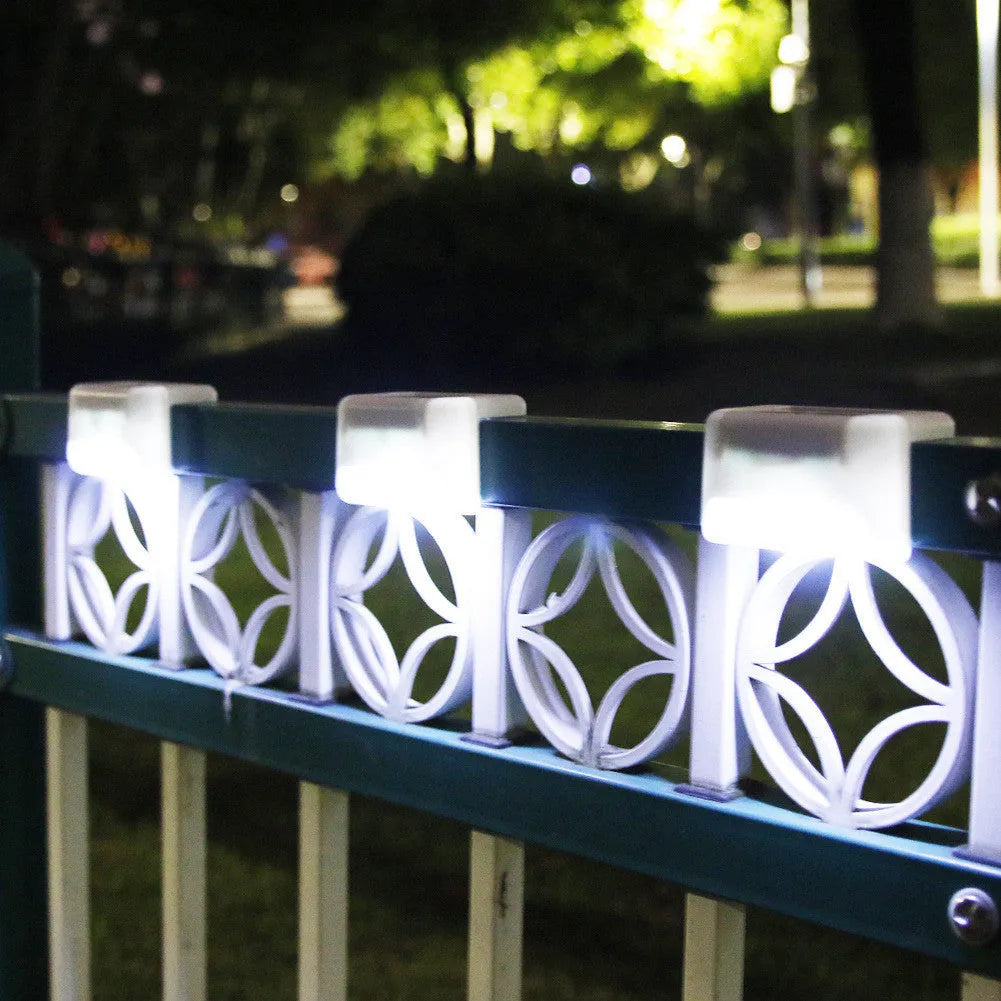 Outdoor solar railing light with white shell for fence and step illumination