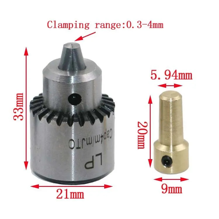 Hard alloy drill chuck with 3.17mm tail hole from 4-piece electric drill accessory set