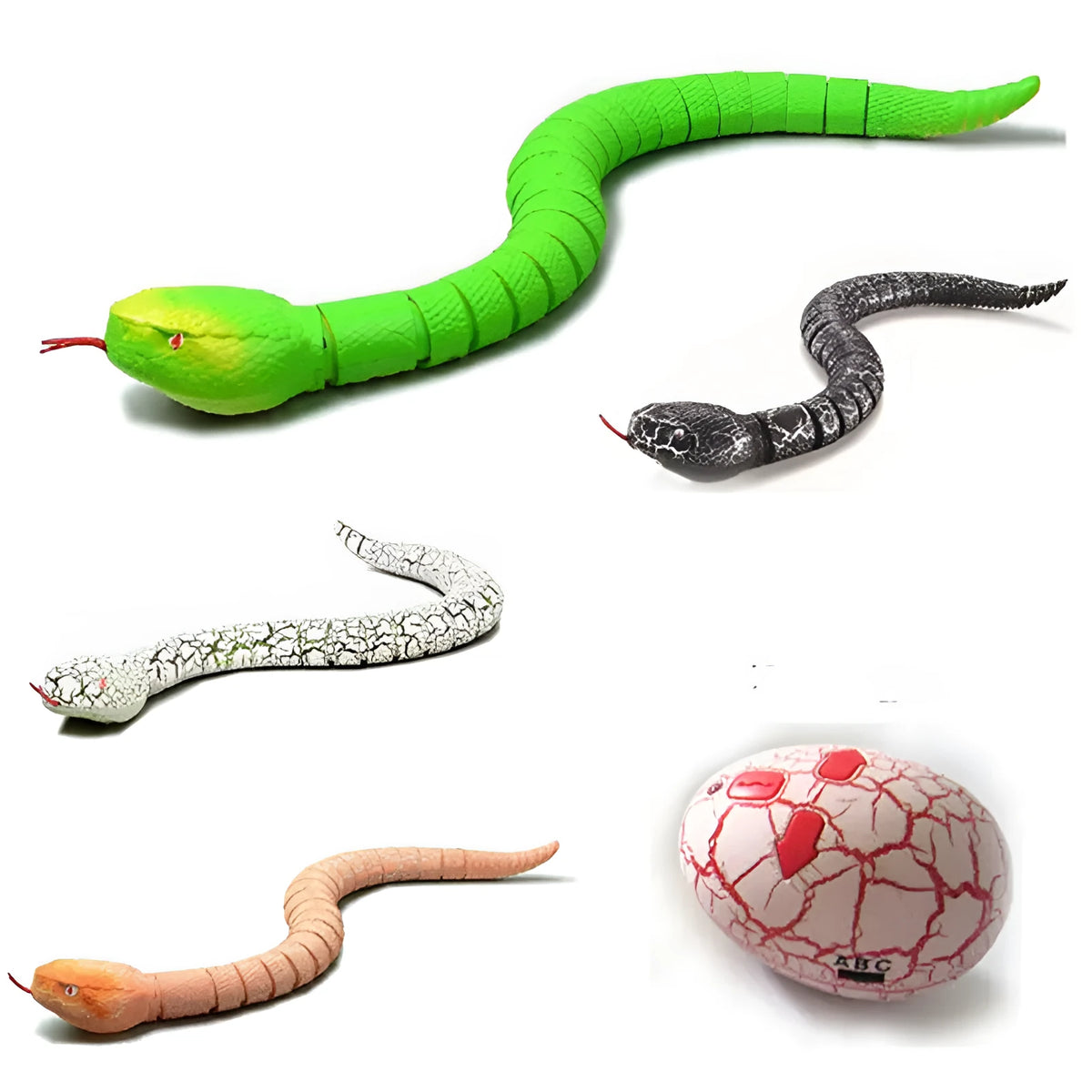 Remote control snake toy with USB charging cable and 12-button controller