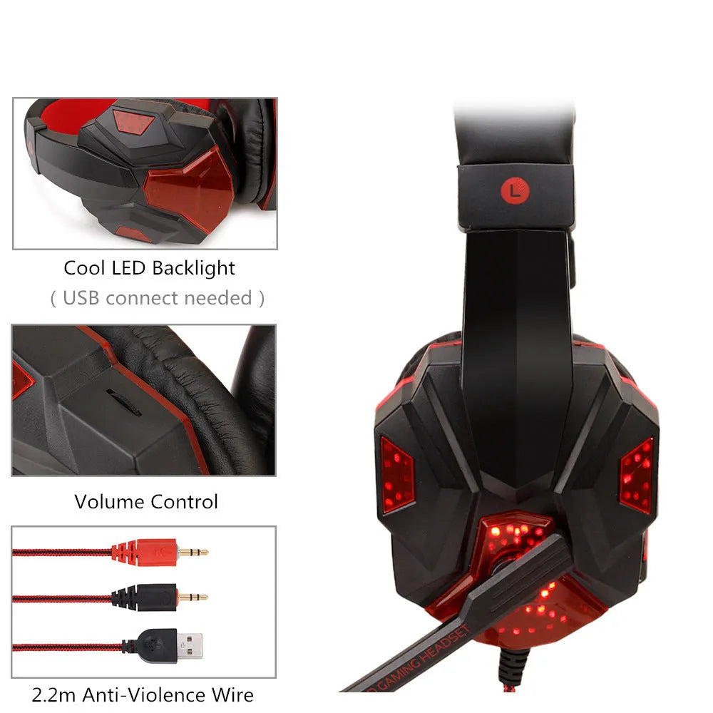 Wired gaming headset with tanned leather ear cushions and braided wire in Black Red colour option