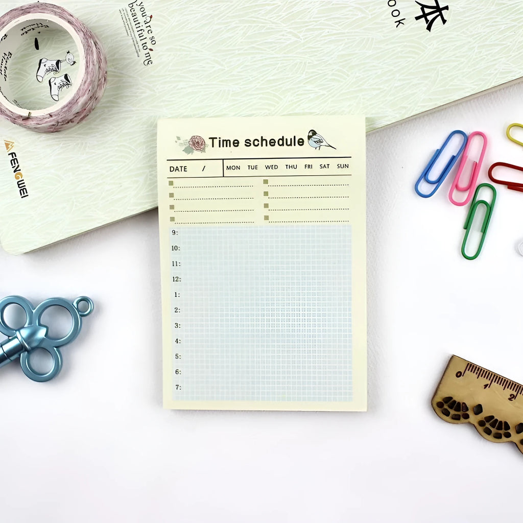 Work plan diary notebook showing four style options A B C D with 60 paper pages in 10.2x7.2cm size