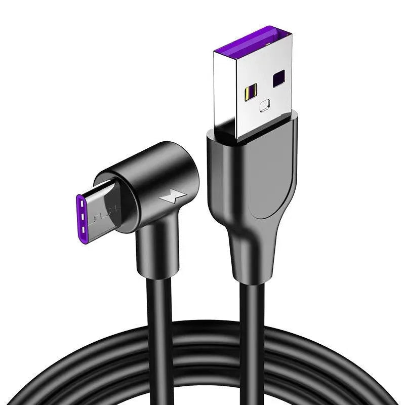 Black and white 5A fast charging cables with Type-C connector in different lengths for Android phones