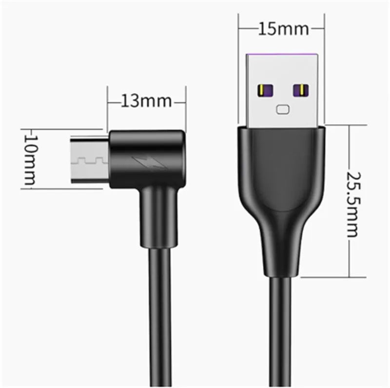 Black and white 5A fast charging cables with Type-C connector in different lengths for Android phones