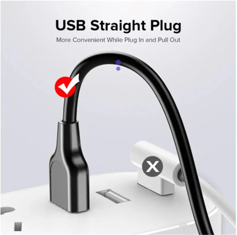 Black and white 5A fast charging cables with Type-C connector in different lengths for Android phones