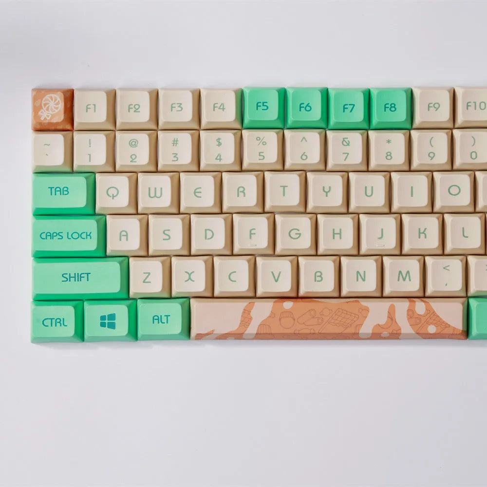 Mint Toffee green PBT sublimation keycap set with XDA104 uniform profile for mechanical keyboards