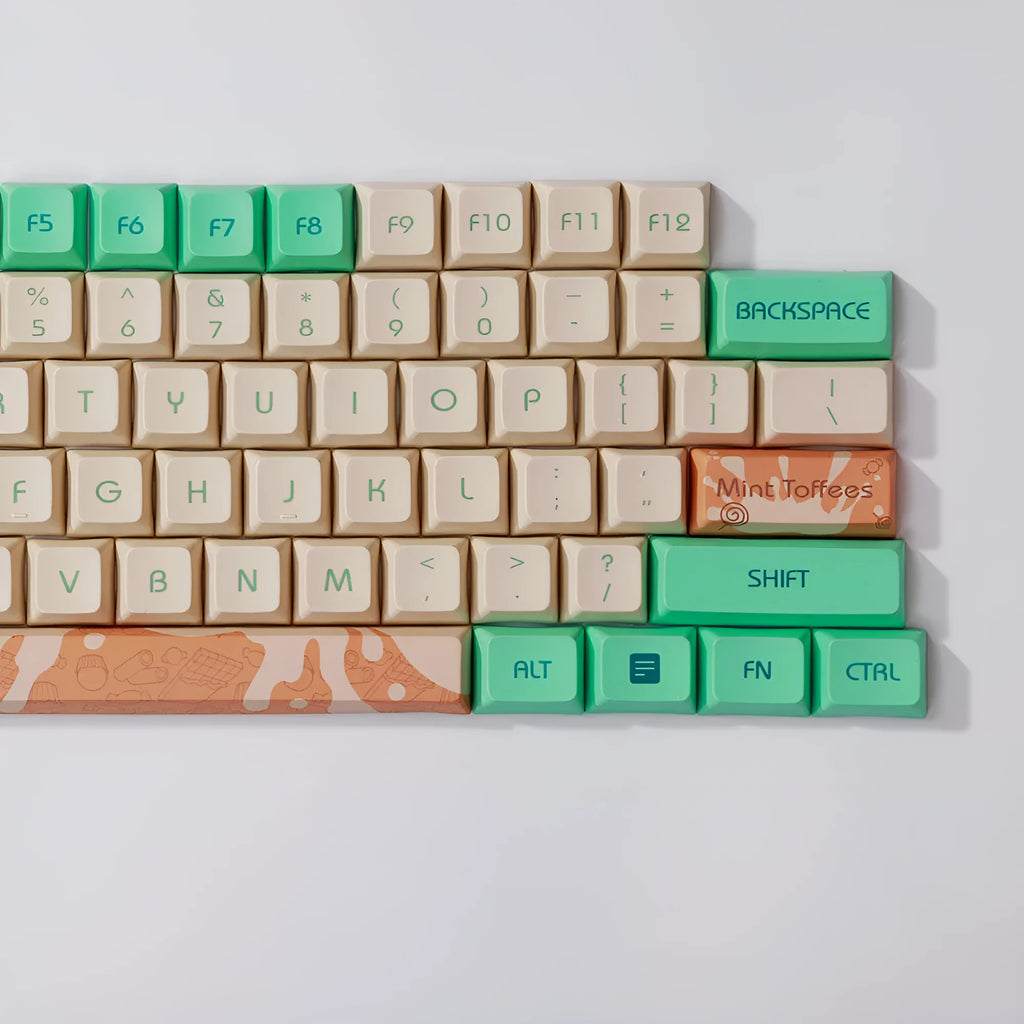 Mint Toffee green PBT sublimation keycap set with XDA104 uniform profile for mechanical keyboards