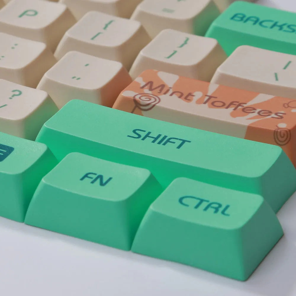Mint Toffee green PBT sublimation keycap set with XDA104 uniform profile for mechanical keyboards