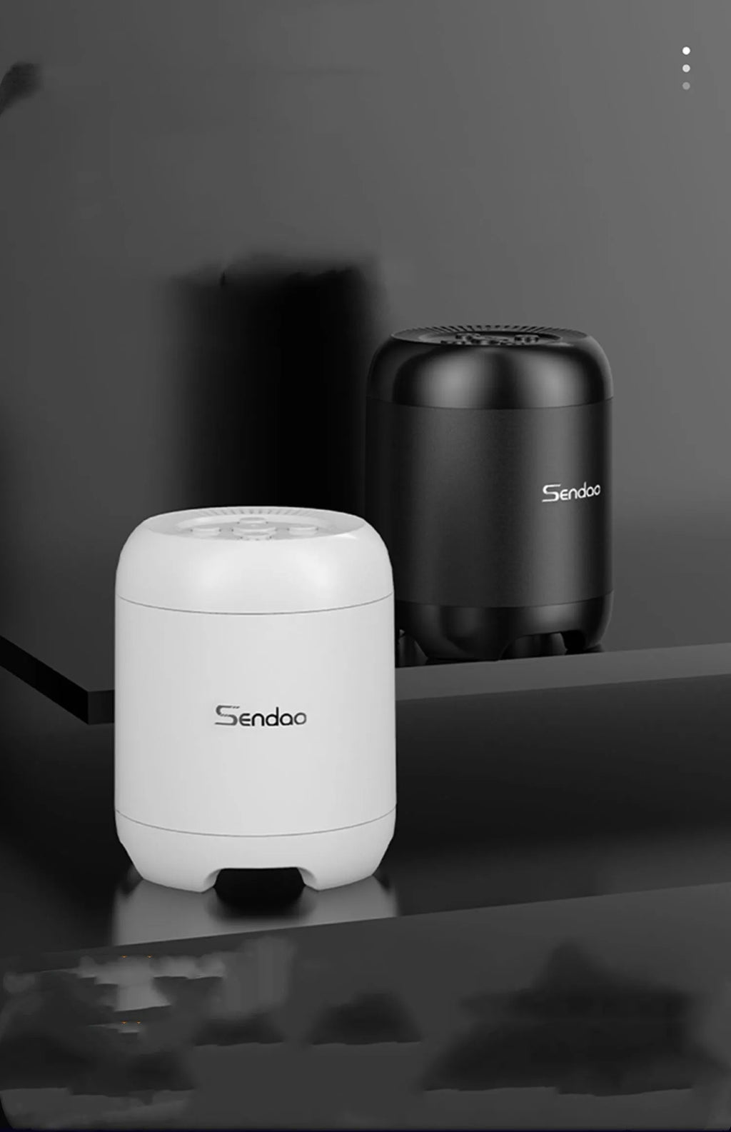 Compact wireless Bluetooth speaker with card reader slot, measuring 90x73x73mm, in black or white colour