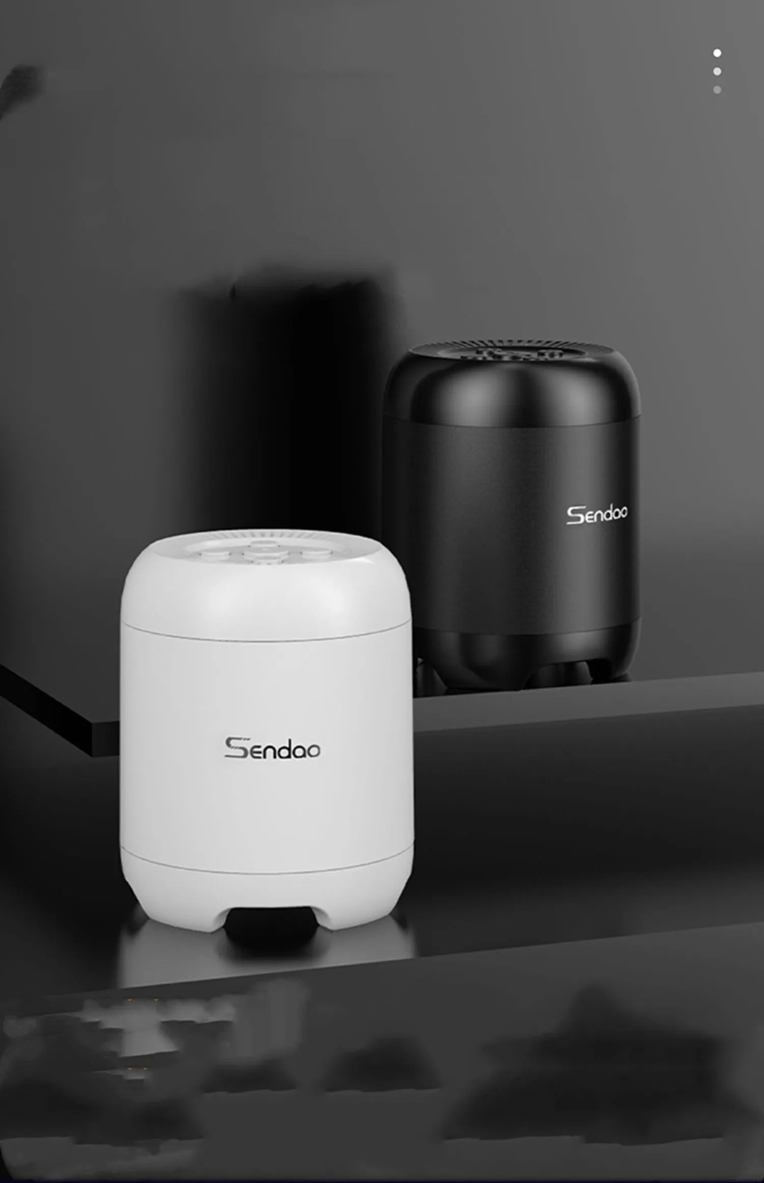 Compact wireless Bluetooth speaker with card reader slot, measuring 90x73x73mm, in black or white colour