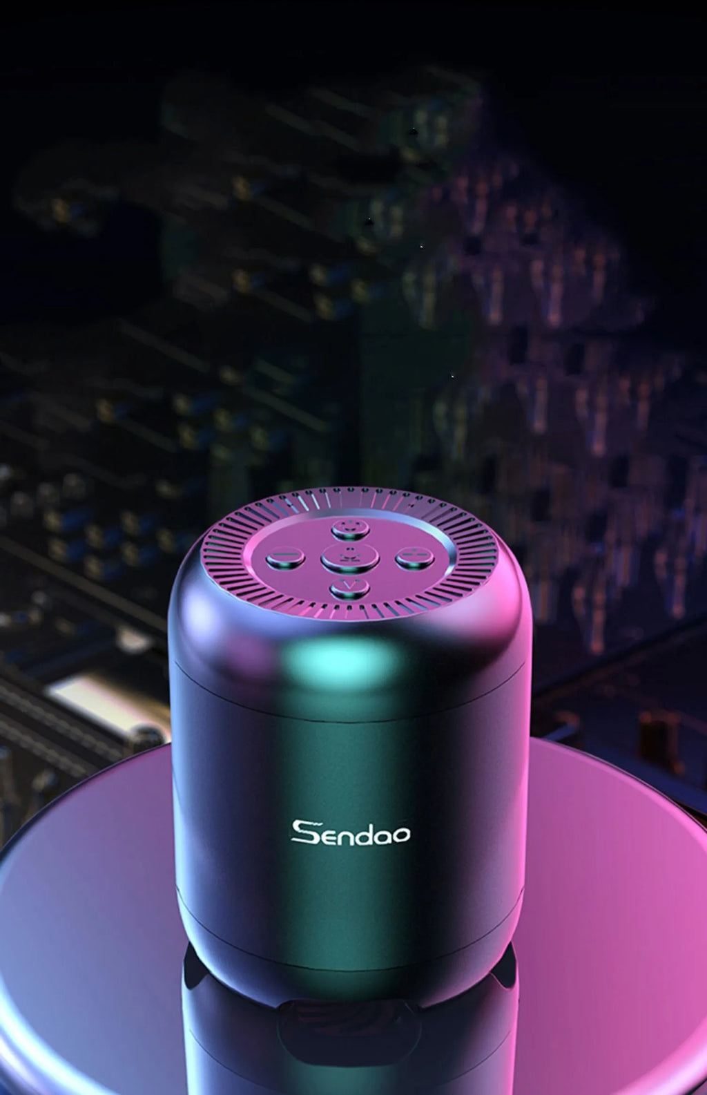 Compact wireless Bluetooth speaker with card reader slot, measuring 90x73x73mm, in black or white colour