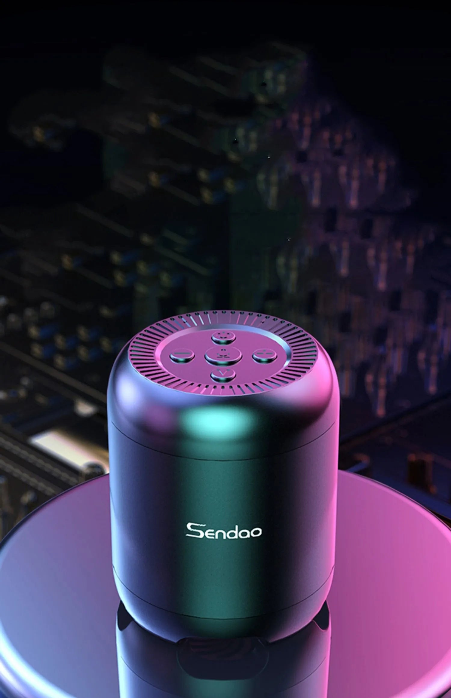Compact wireless Bluetooth speaker with card reader slot, measuring 90x73x73mm, in black or white colour