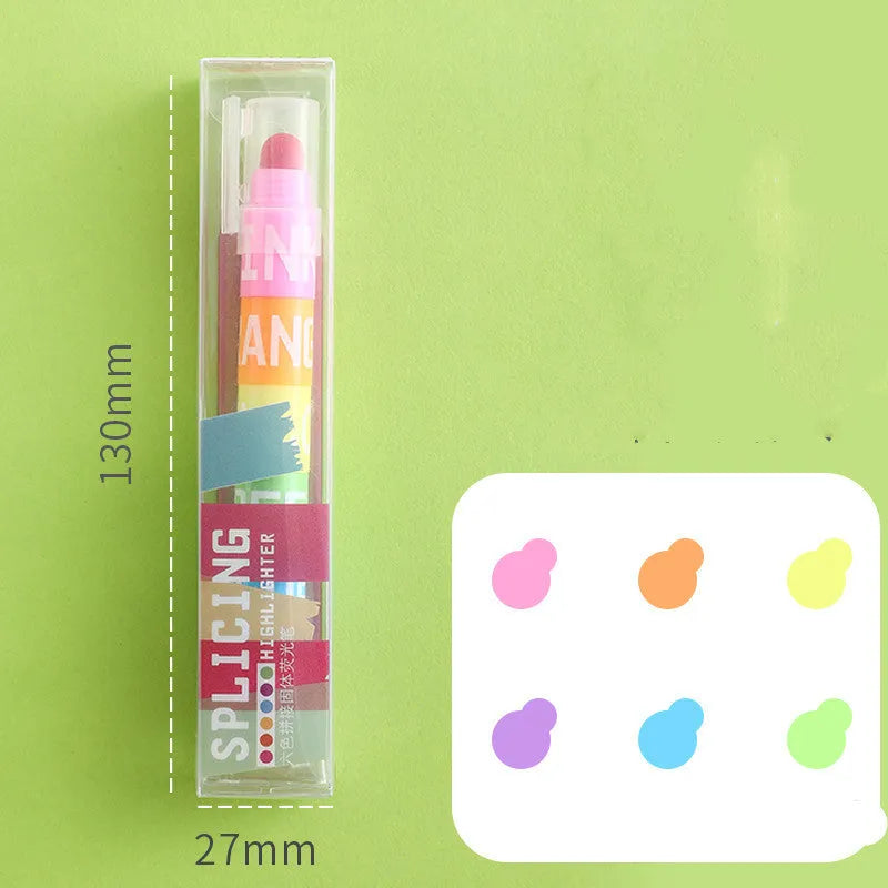 Set of 12 spliceable highlighter marker pens showing fluorescent and retro colours.