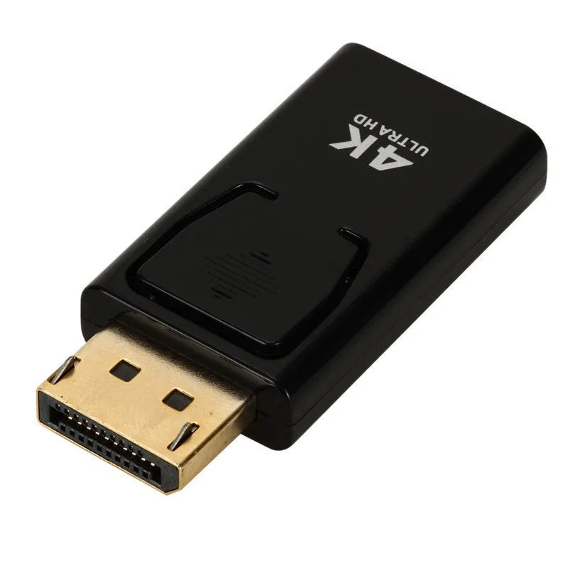 Black DisplayPort to HDMI adapter cable with 4K resolution support