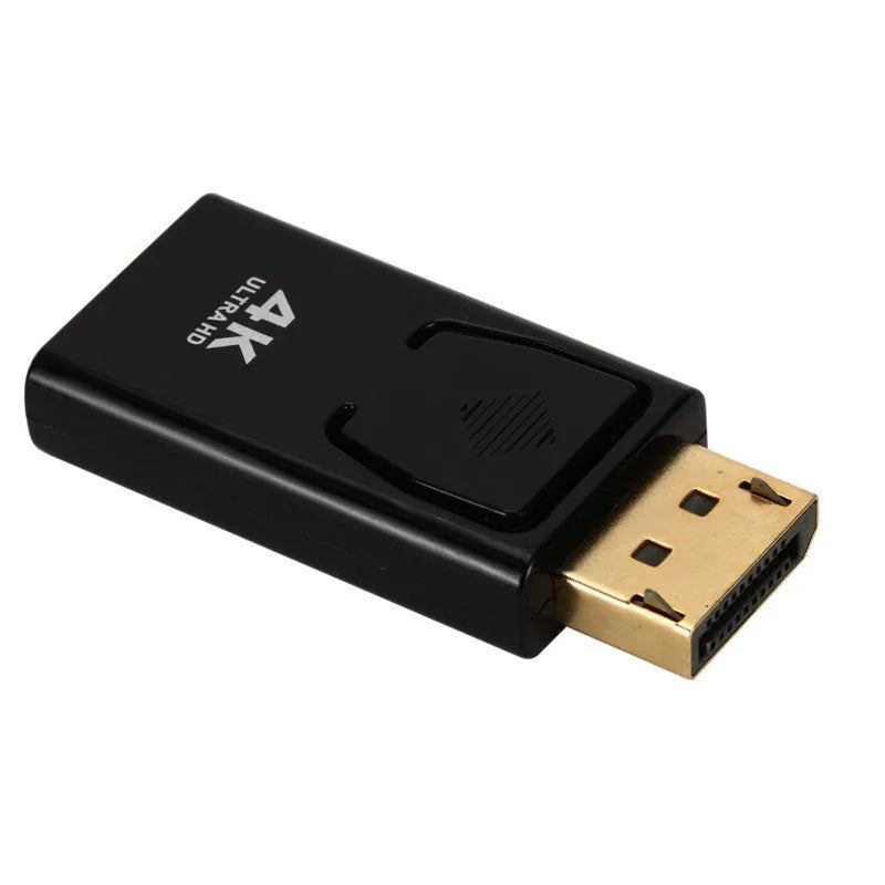 Black DisplayPort to HDMI adapter cable with 4K resolution support