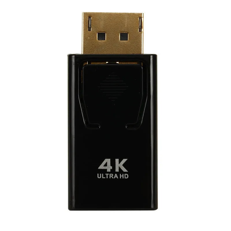 Black DisplayPort to HDMI adapter cable with 4K resolution support