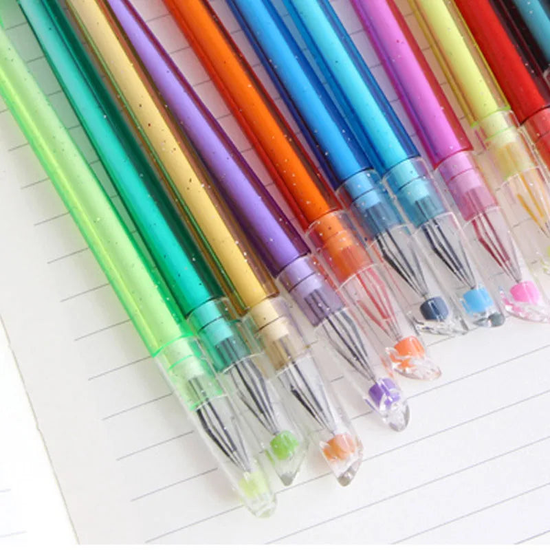 Peacock feather colour gel pen with replaceable refill, 19cm length with 0.5mm writing thickness