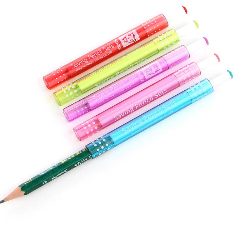 A 9cm long pencil extender for 0.7mm leads with five style pack options shown.