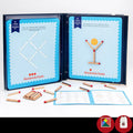 Montessori wooden educational toy with matchsticks and question cards for children's puzzle solving.