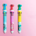 Little Angel 10 colour cartoon ball pen with dinosaur unicorn pig designs and 0.5mm writing tip