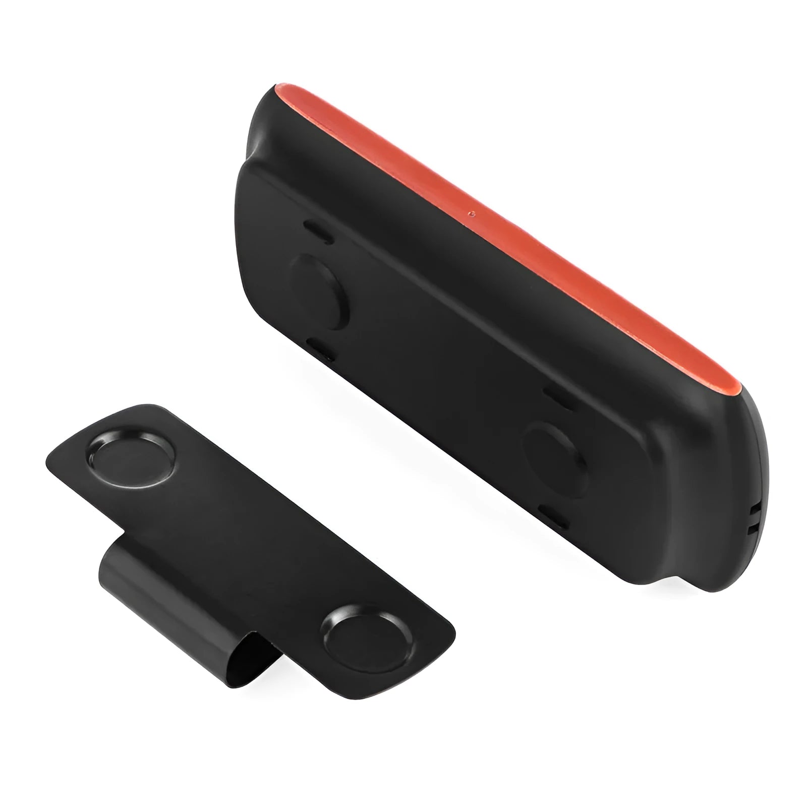 Orange Bluetooth car hands-free speaker mounted on vehicle sun visor