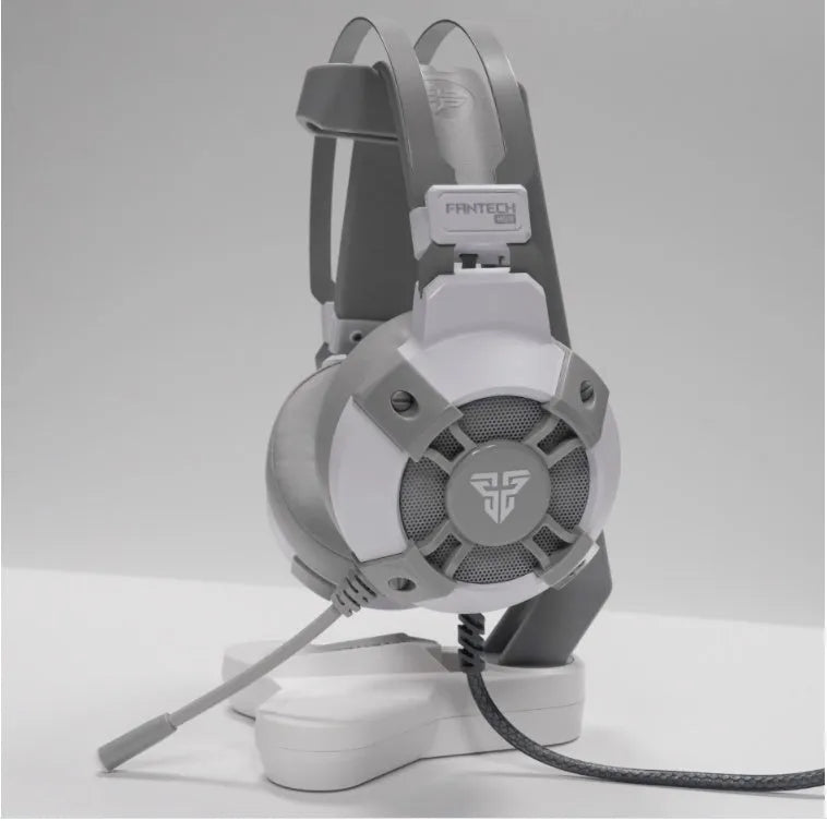 FANTECH HG11 black gaming headset with RGB lights, 50mm drivers, and USB plug