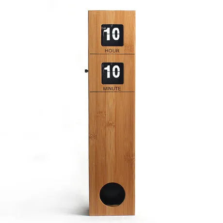 Rectangular bamboo wall clock with number display in wood colour finish