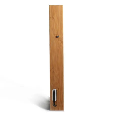 Rectangular bamboo wall clock with number display in wood colour finish