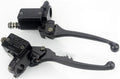 Black universal motorcycle brake card master pump with 10mm oil pipe connection, left or right hand version, single unit