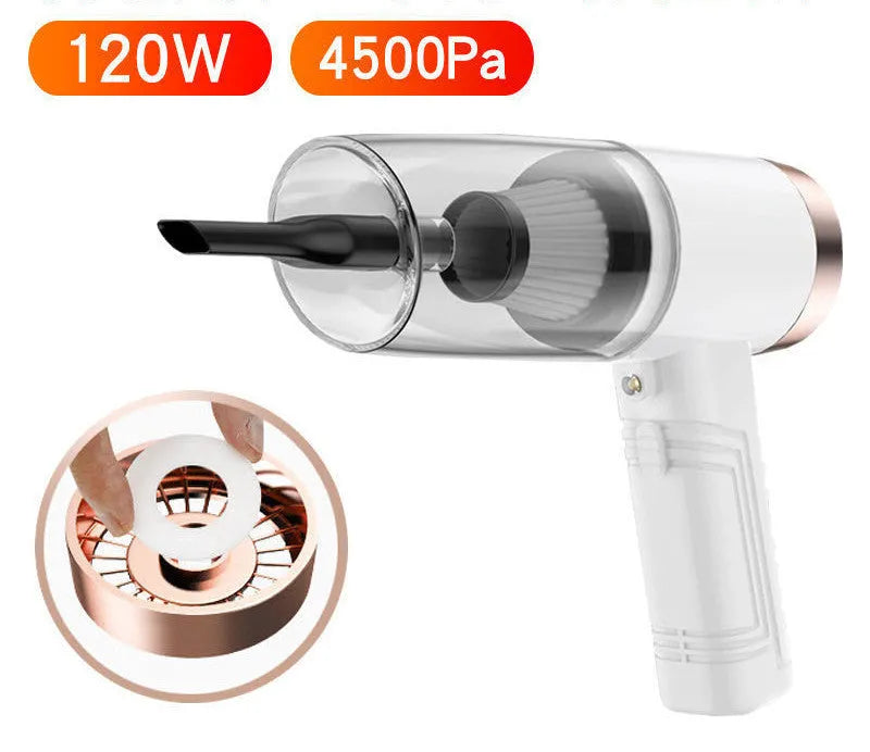 Car vacuum cleaner with 4500 Pa suction, 5-metre cord, and multiple suction heads for cleaning cars and home upholstery