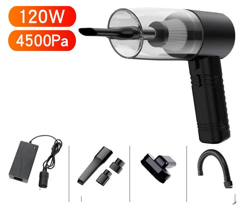 Car vacuum cleaner with 4500 Pa suction, 5-metre cord, and multiple suction heads for cleaning cars and home upholstery