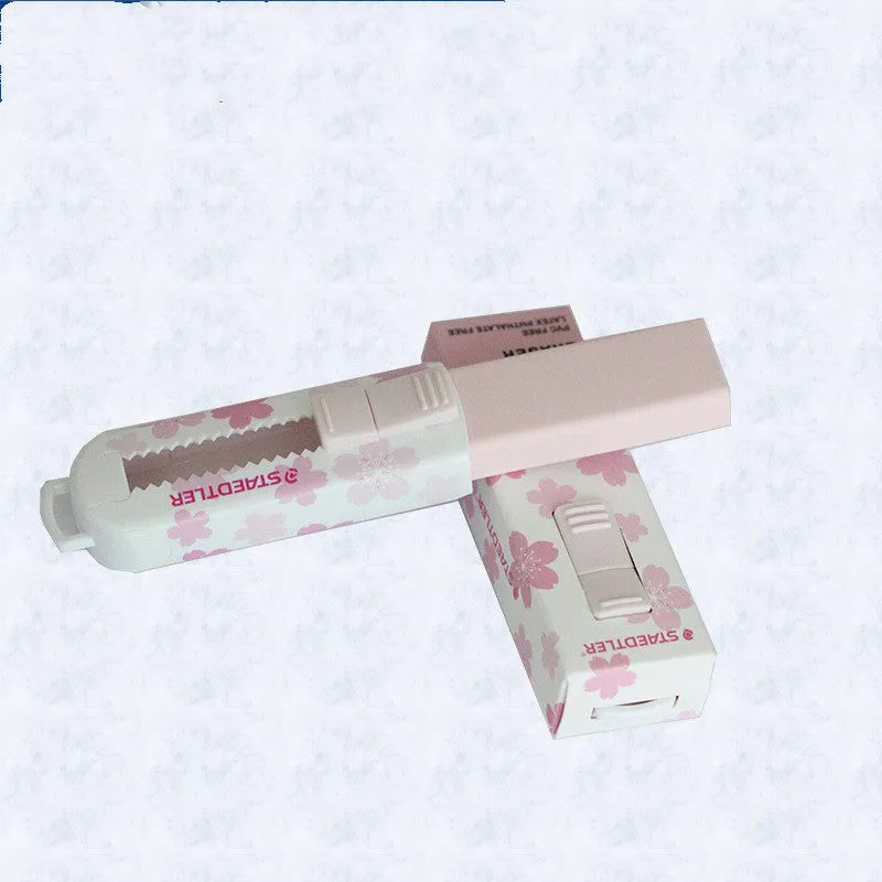 Pink square push-pull student rubber cleaner with replaceable core measuring 86mm
