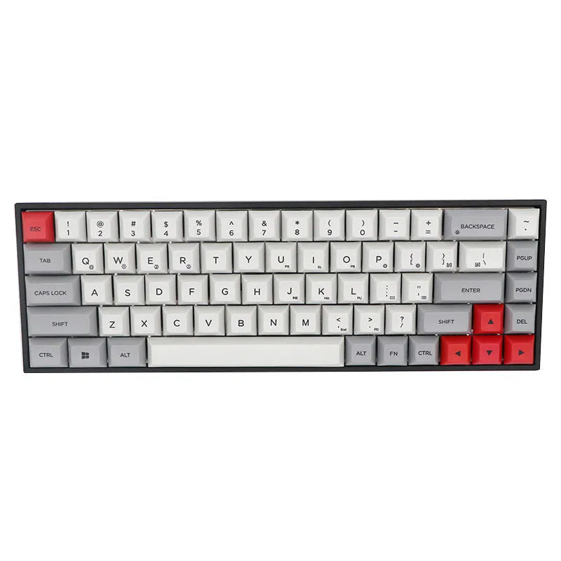 68-key PBT mechanical keyboard keycap set showing nine colour options and double-shot legend construction