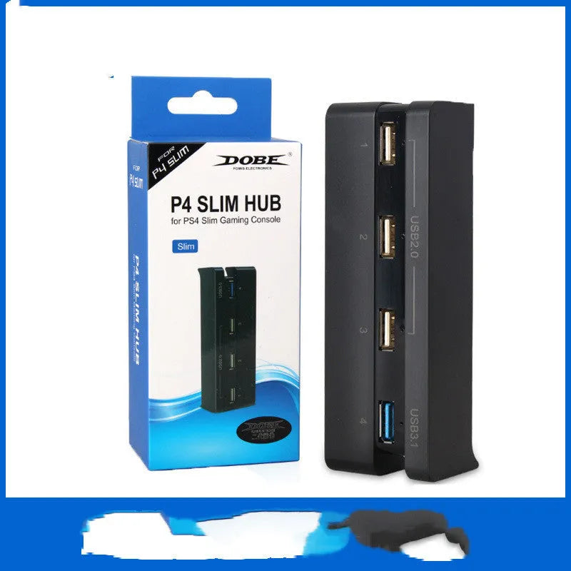 Black universal USB extender hub for PS4 Slim console with USB 2.0 and 3.0 ports.