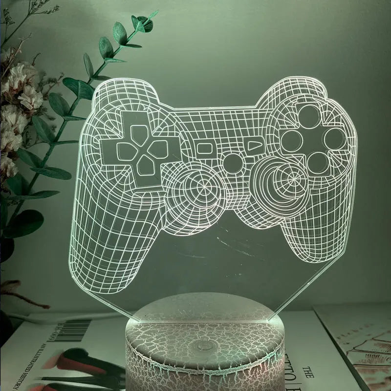 Creative Gamepad-shaped LED desk lamp with illuminated acrylic panel on a black ABS base.