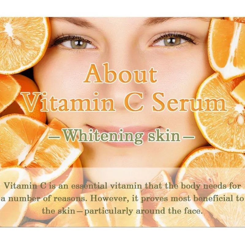 10ml bottle of Vitamin C and Hyaluronic Acid anti-ageing facial serum for brightening and moisturising.
