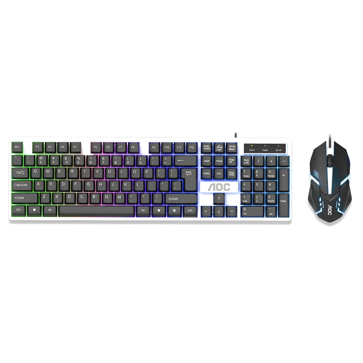 Wired keyboard and mouse set with USB connection, 1600dpi optical resolution, 1.3m cable, black or white options