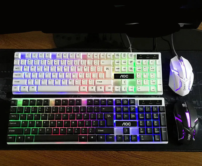 Wired keyboard and mouse set with USB connection, 1600dpi optical resolution, 1.3m cable, black or white options