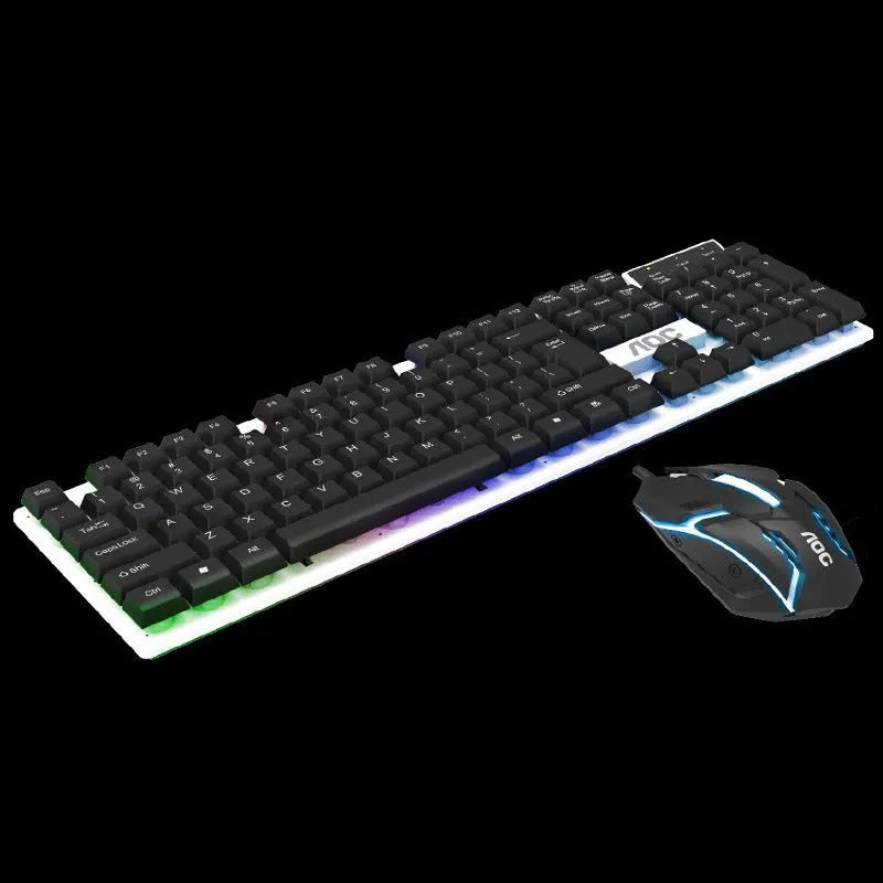 Wired keyboard and mouse set with USB connection, 1600dpi optical resolution, 1.3m cable, black or white options