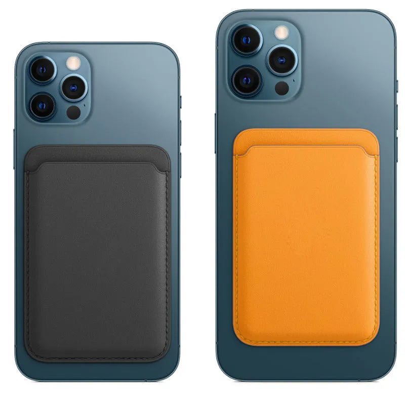 Magnetic card holder case for iPhone in PU leather with integrated storage for three cards